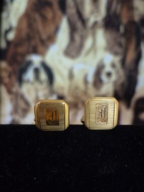 Gold Initial 'J' Cufflinks